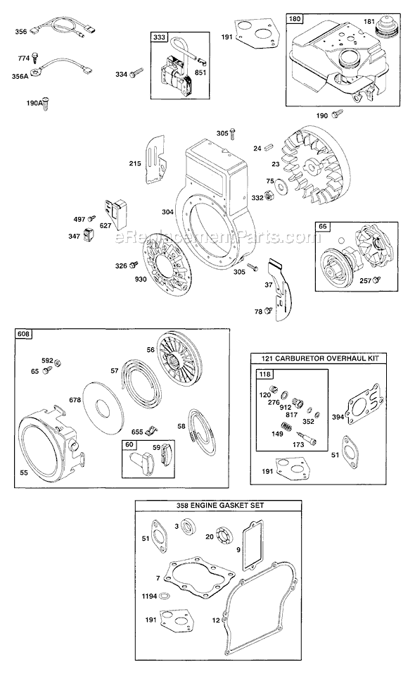 Page B Diagram and Parts List for 133230SERIES  Briggs and Stratton Engine